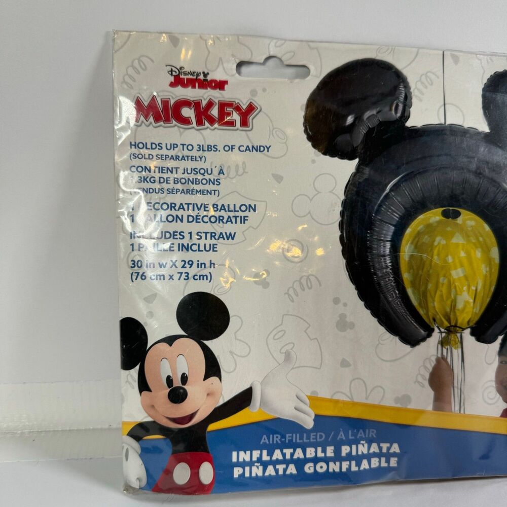 Mickey Mouse Inflatable Pinata Disney Junior 30x29" Holds 3 Lbs Candy NEW SEALED - Picture 3 of 4